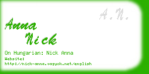 anna nick business card